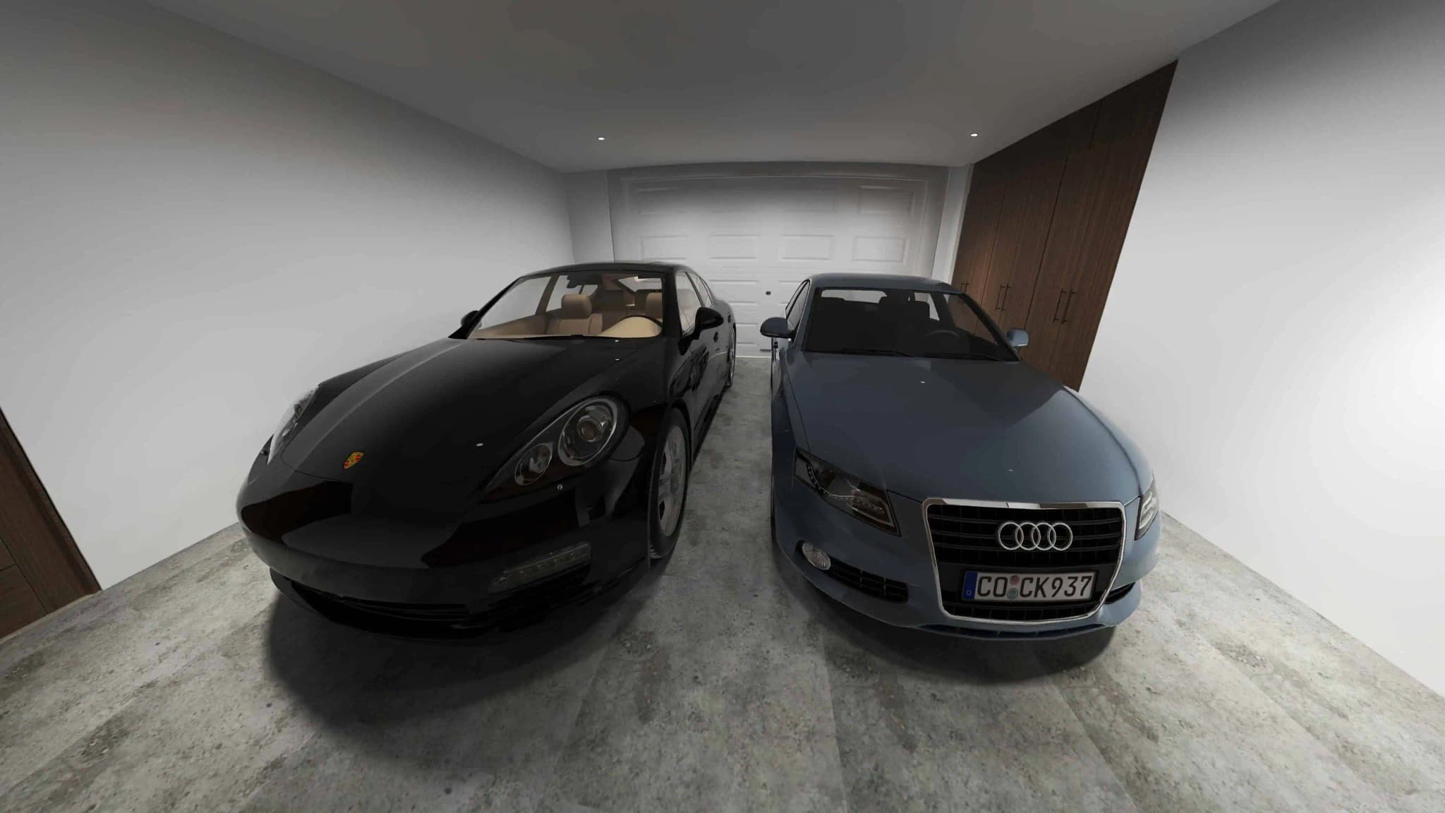 Two-car garage in the Fontanet model, Coronado development, featuring modern finishes and ample space